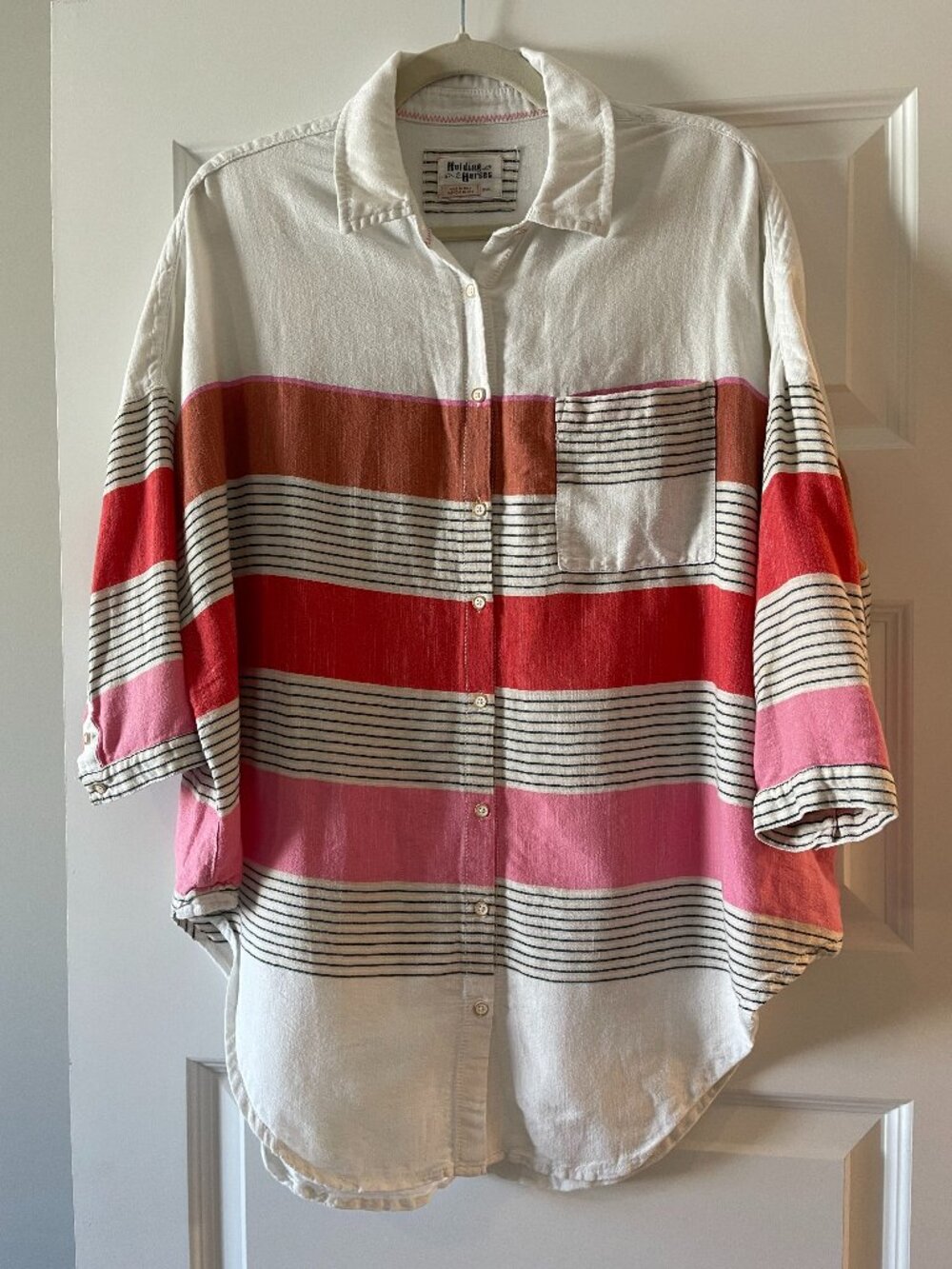 Anthropologie Holding Horses Striped Cotton Button Down Shirt Blouse XS S